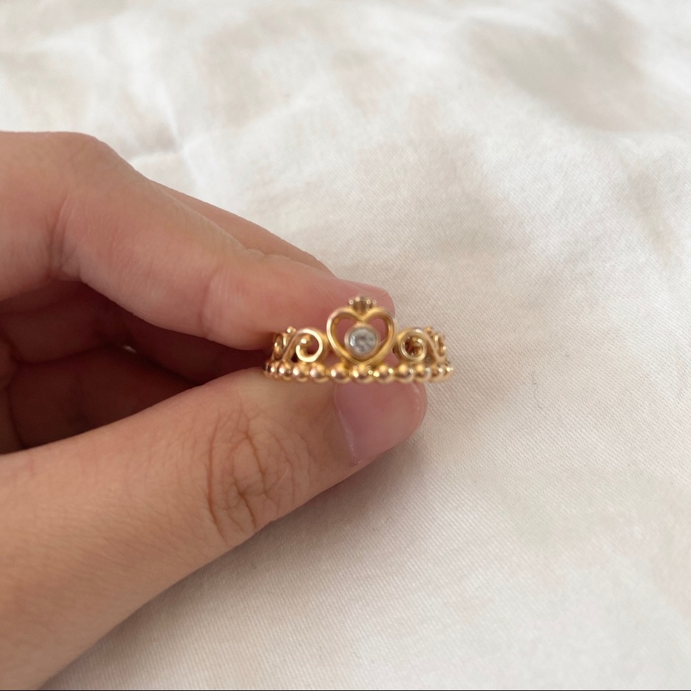pandora princess tiara gold crown ring